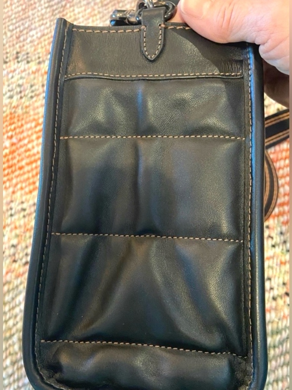Coach Black Field Tote 22 - Smooth & Refined Calf Leather-Quilted Puffy Hangtag - Picture 4 of 10